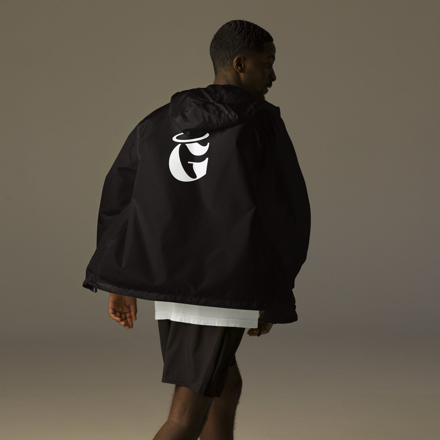 Unisex lightweight zip up windbreaker Logo White