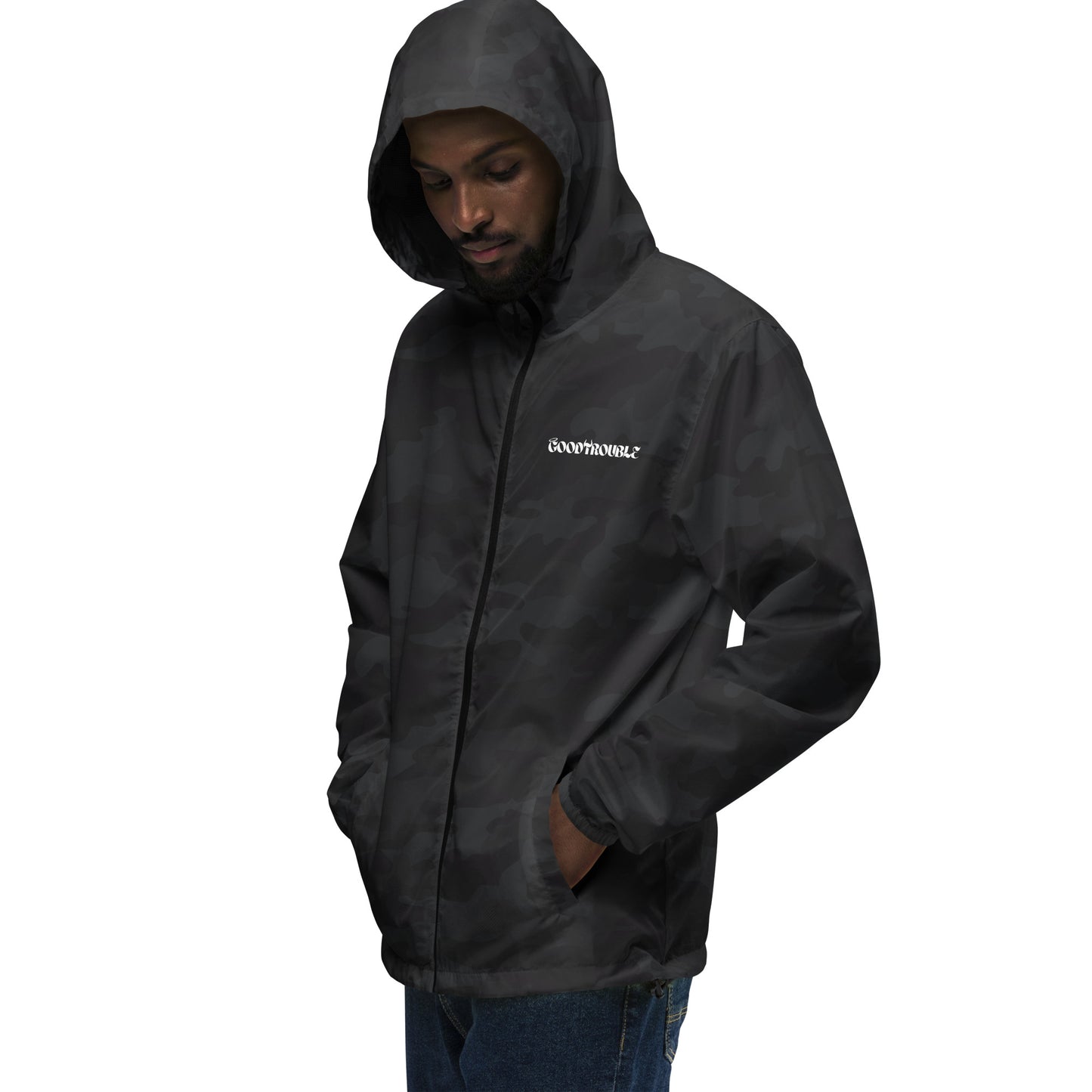 Unisex lightweight zip up windbreaker Logo White