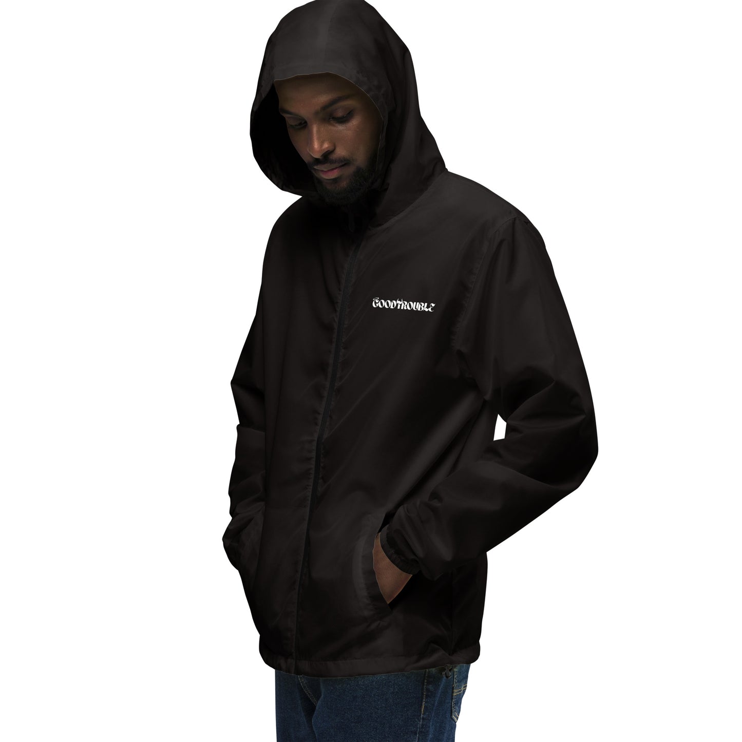 Unisex lightweight zip up windbreaker Logo White