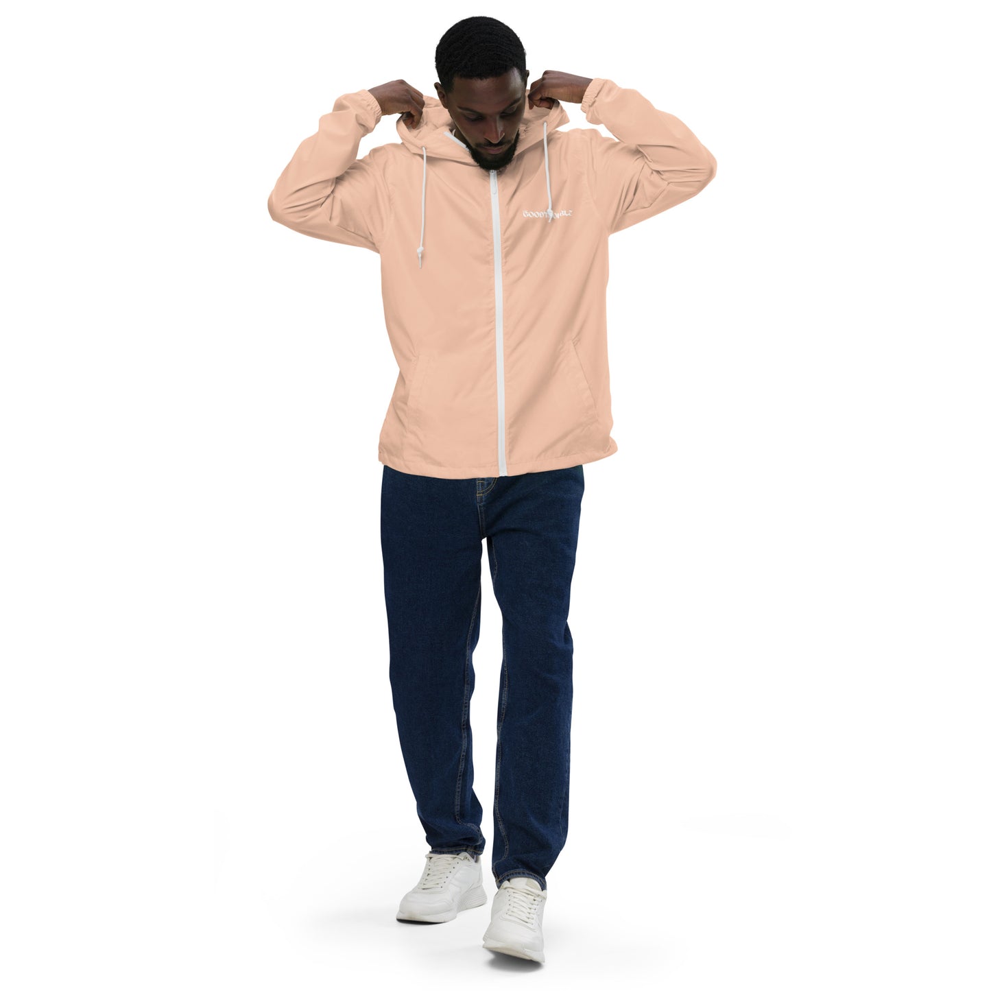 Unisex lightweight zip up windbreaker Logo White