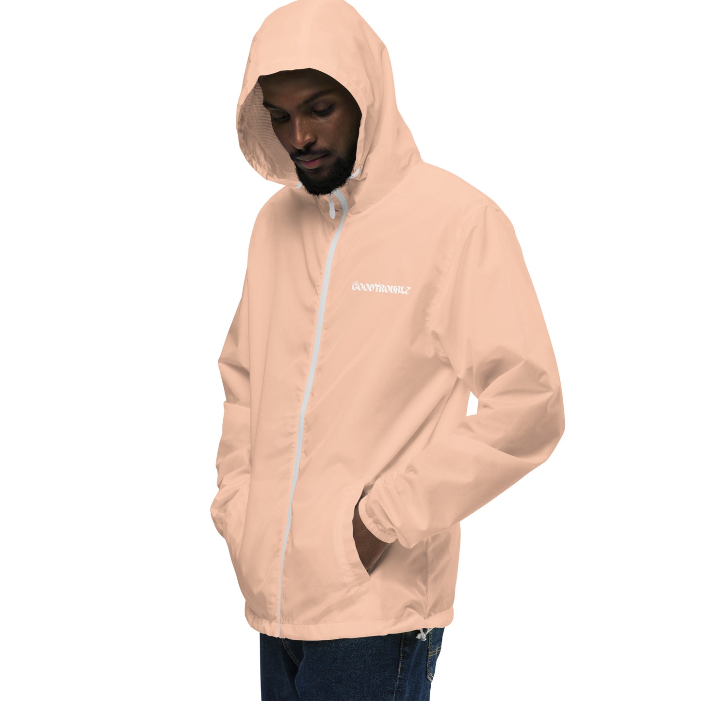 Unisex lightweight zip up windbreaker Logo White