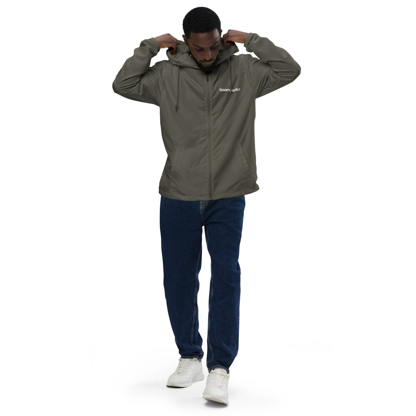 Unisex lightweight zip up windbreaker Logo White