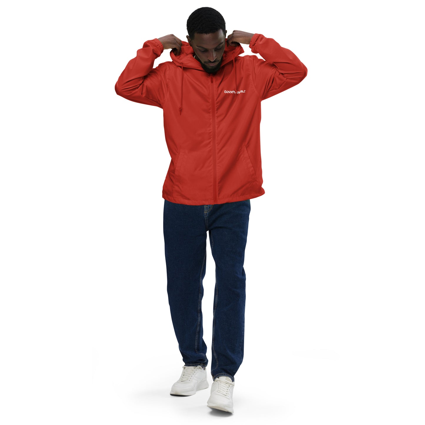Unisex lightweight zip up windbreaker Logo White