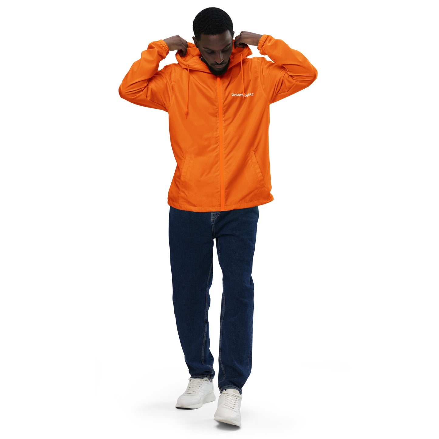 Unisex lightweight zip up windbreaker Logo White
