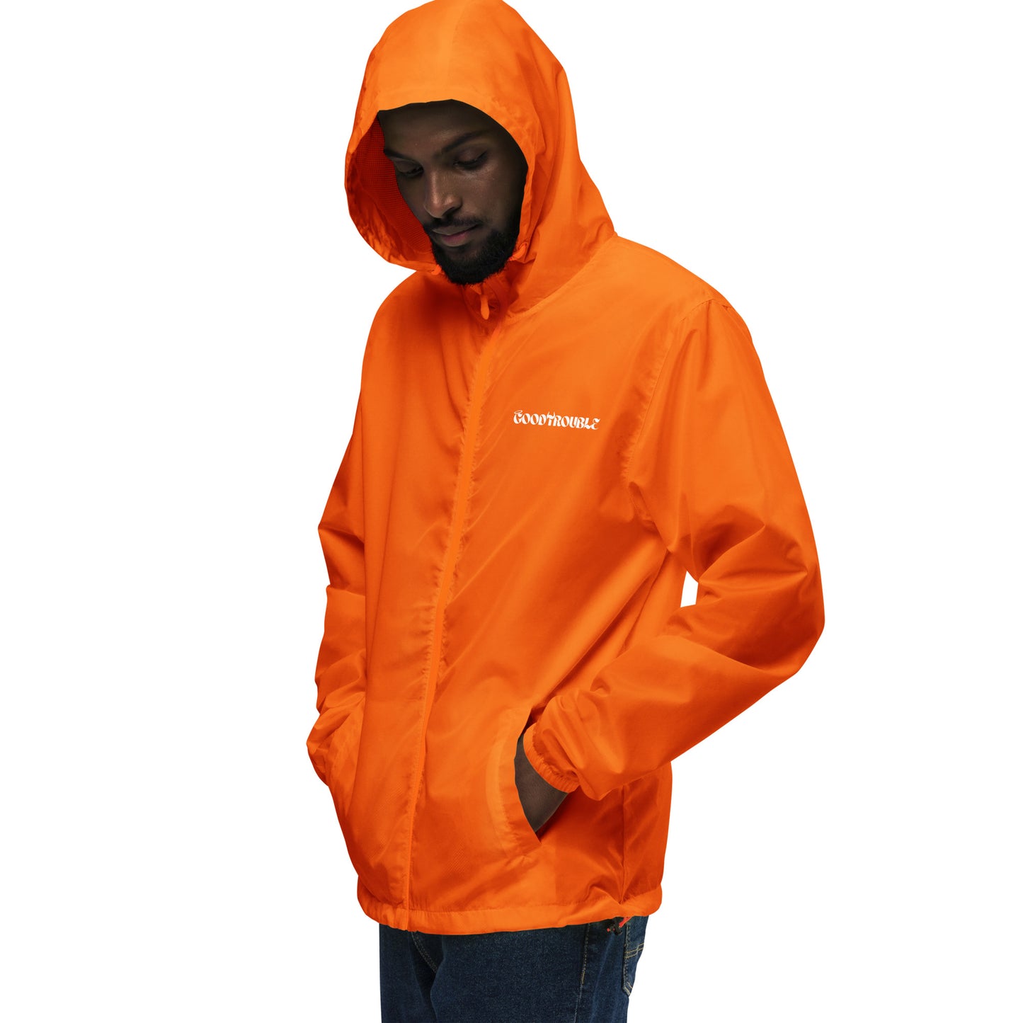 Unisex lightweight zip up windbreaker Logo White