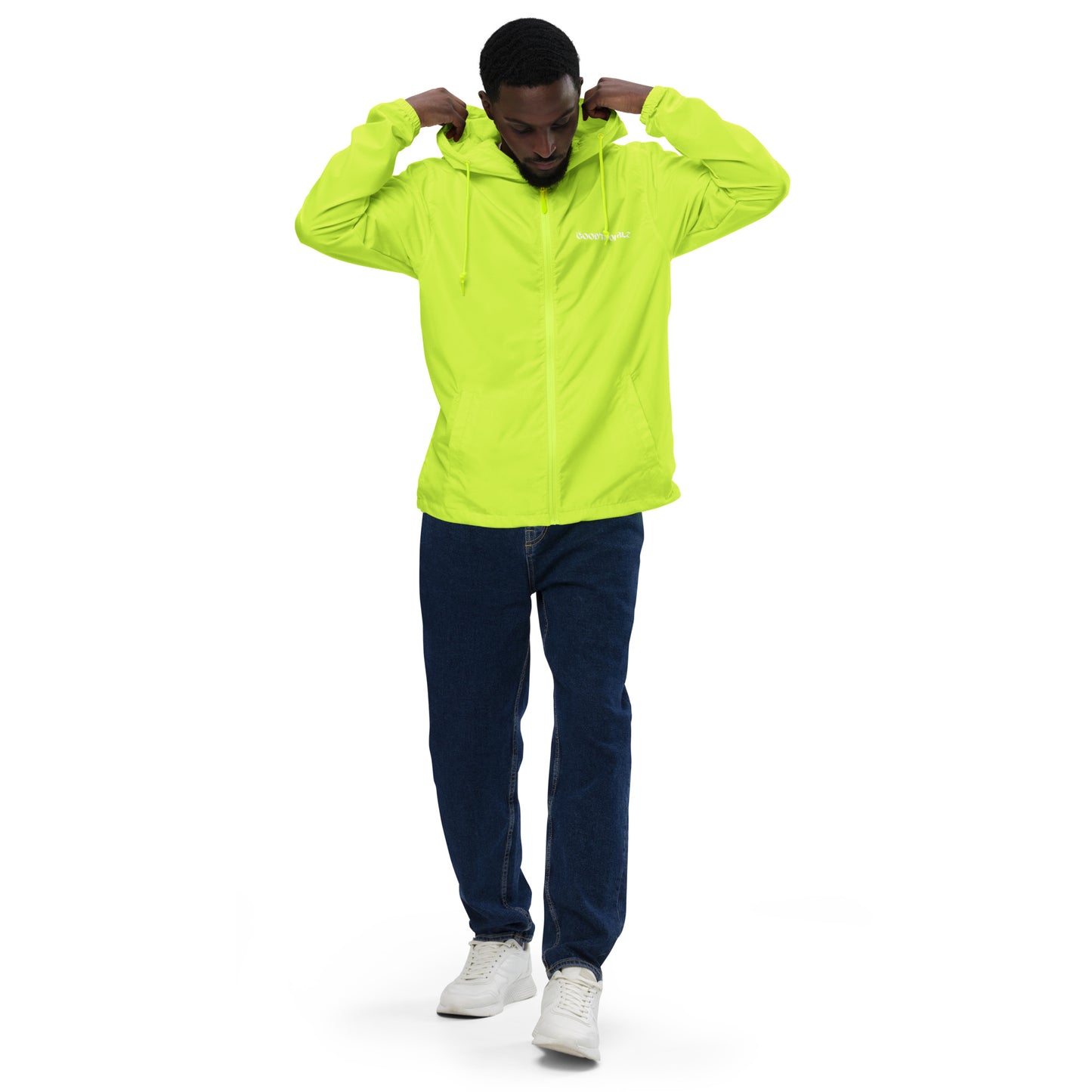 Unisex lightweight zip up windbreaker Logo White